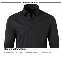 Mens Dress Shirts Formal Business Long Sleeves Non Iron Elastic Casual Shirts
