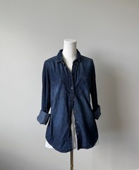 Merona Blue Collared Button-Up Denim Shirt Long Sleeve Women’s M