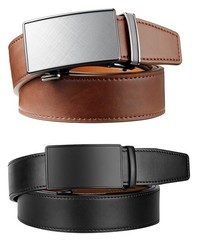 Zitahli Mens Belt Leather 34″ to 48″ Waist Adjustable, Basic Black/Dark Brown