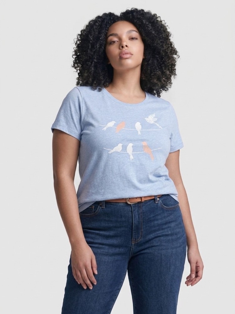 NWT St. John’s Bay blue bird tee Size XL