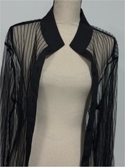 Shein Sheer Button Down Tunic Blouse Black Plus Size 1XL