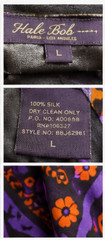Hale Bob Faux Wrap Dress Large Purple Orange Boho Geometric Medallion Long Sleev