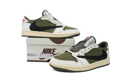 DM7866-200 Travis Scott x Air Jordan 1 Retro Low Beige Green Men Shoes Size 7-13