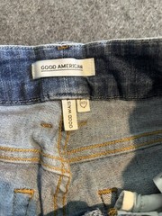 Good American Jeans Womens 0/25 Blue Good Waist Skinny Chew Hem Distressed Denim