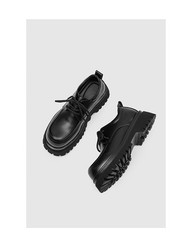 Men’s Big Round Toe Platform Thick Sole Dress Lace Up Casual Derby Leather Shoes