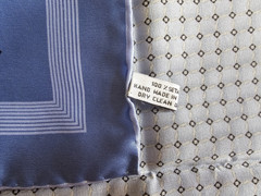 Brioni Silk Pocket Square Blue and Black Medallion Made in Italy Luxury
