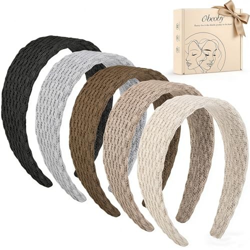 5Pack Wide Headbands for Women, 1.57 inch Trendy Head Bands for Brown series
