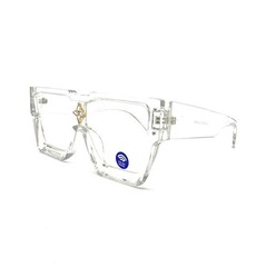 Unisex Clear Square Diamond Star Frame Blue Light Glasses