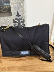 PRADA Tessuto Etiquette Navy blue Crossbody Bag Blue Lined COA Strap