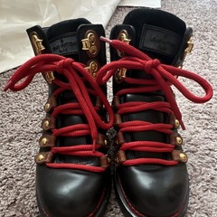 Louis Vuitton Women’s Leather Hiker Ankle Boots Red Laces Lug Sole EU 36.5