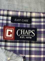 Chaps Shirt Mens XL Purple Plaid Easy Care Button-Down Embroidered Logo