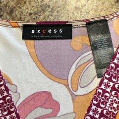 Axcess Women’s Orange Green & Purple V-Neck Sleeveless Tank 60s Style Top Med