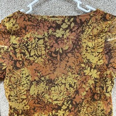 Axcess Women’s Blouse Size XL Orange Floral Fall Long Sleeve Pullover Ladies