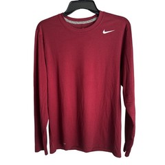 Nike Dri-FIT Mens Medium Maroon Long Sleeve Performance Shirt Athletic Running