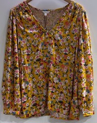 Monsoon Ditsy Floral Top Mustard Yellow Multi Size M UK 12/14 NWT