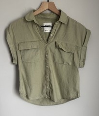 Abercrombie & Fitch Women’s XS Green Linen Blend Short Sleeve Utility