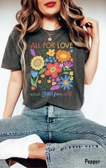 All For Love Floral Pride Shirt Rainbow LGBTQ Flower Graphic Tee Gift