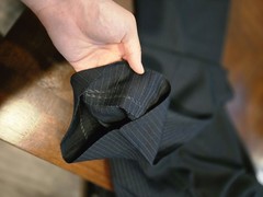Kuppenheimer Navy Pinstripe 2 Piece Suit. Size 42R 35W30L