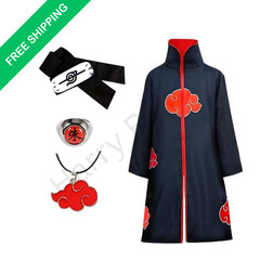 Akatsuki Uchiha Itachi Cloak for Kids Adult Long Black Robe Capes Halloween Carn