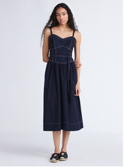 Free Assembly Women’s Sweetheart Belted Cotton Utility Midi Dress – Size M