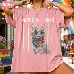Pride Cats Shirt LGBTQ Rainbow Cat Lover Graphic Tee