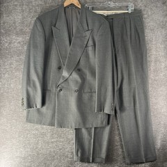 Mani Giorgio Armani Men’s Houndstooth Double Breasted Suit Gray Size 42R / 34×30