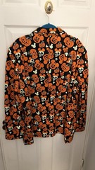 Men’s XL Halloween Disney Mickey Pumpkin Skull Blazer, Black Orange White