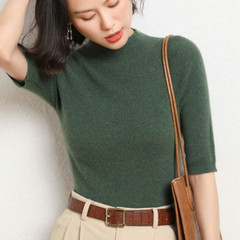 Women Solid Slim Half Sleeve Plain Knit T-Shirt Jumper Top Stretchy Daily Chic