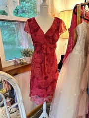 Pink Paisley V-Neck Short Sleeve Wrap Dress Tie Bow Knee Length