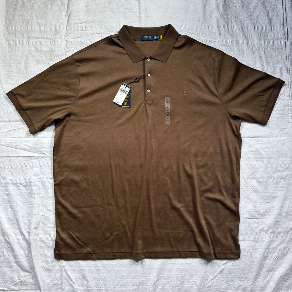 Polo Ralph Lauren Mens 4XLT Brown Heather Soft Touch Short Sleeve Polo Shirt NWT