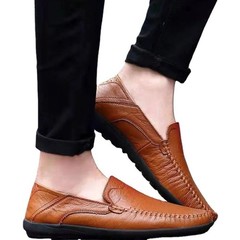Men’s Leather Slip On Loafers Business Casual Moccasins Breathable Flat Shoes