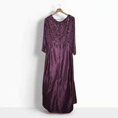 Plus Size 22W Purple Sequin Evening Gown Formal Maxi Dress V-Neck Elegant