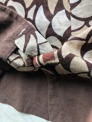 @ ZENDRA dress a line brown beige size 46 floral geometric shapes 55% linen