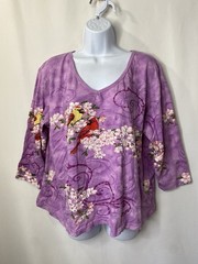 Collections Etc Womens Cardinals Shirt Size XL Spring Summer Floral Cottagecore