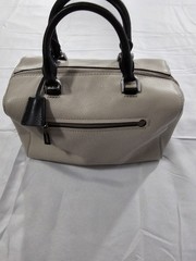 Michael Kors Kirby Large Leather Satchel feature Black Handles And Silver Logo