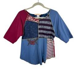 El Mismo Sol Colorful Patchwork Half Sleeve Lightweight T-Shirt Size S