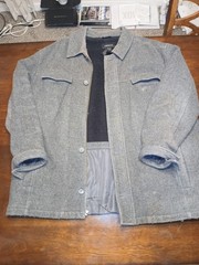 Claiborne Men’s Gray Wool Jacket Full Zip Button Front Lined Point Collar Size M