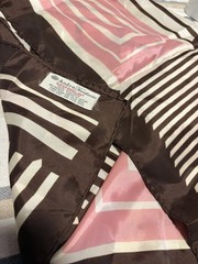 Square abstract scarf; Andre Fantasies; brown white pink; 25x 25in