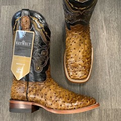 MEN’S BROWN OSTRICH QUILL LEATHER WESTERN RODEO EXOTIC COWBOY SQUARE TOE BOTAS