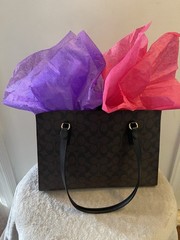 👜Coach Brown Coated Canvas Signature Tatum Tote Large Size-Style #C4075👜