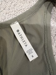 Athleta Size Small Ruched Green Solid Racerback Tank