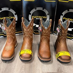 MEN’S CRAZY TAN SQUARE TOE WORK BOOTS COWBOY SOFT & STEEL TOE PULL ON BOTAS