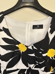 Women’s Size 12 White W/Black Yellow Floral Sheath Dress Sleeveless Ronni Nicole