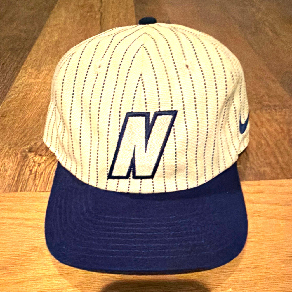 Vintage Nike White/Blue Pinstripe Baseball Cap Hat w/ “N” Logo Never Worn