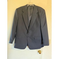Jeffrey Banks Mens Classic Wool Suit Blazer Jacket Dark Blue Size 46R Gentleman
