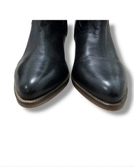 Frye Womens 7 Black Leather Western Mid-Calf Boots Pointed Toe Zip Pull Strap