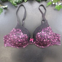 MAIDENFORM Bra Women’s Black Fuchsia Floral 38B Lace Push-Up Underwire