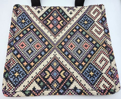 Southwestern Woven Geometric Print Tote Bag, Black Straps, 11.5″HX13″WX4.8″D