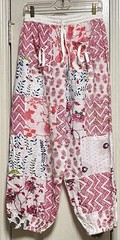 Boho Bloomers With Floral/Fauna Graphics On White Rayon Background-Gathered Legs