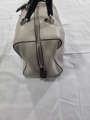 Michael Kors Kirby Large Leather Satchel feature Black Handles And Silver Logo